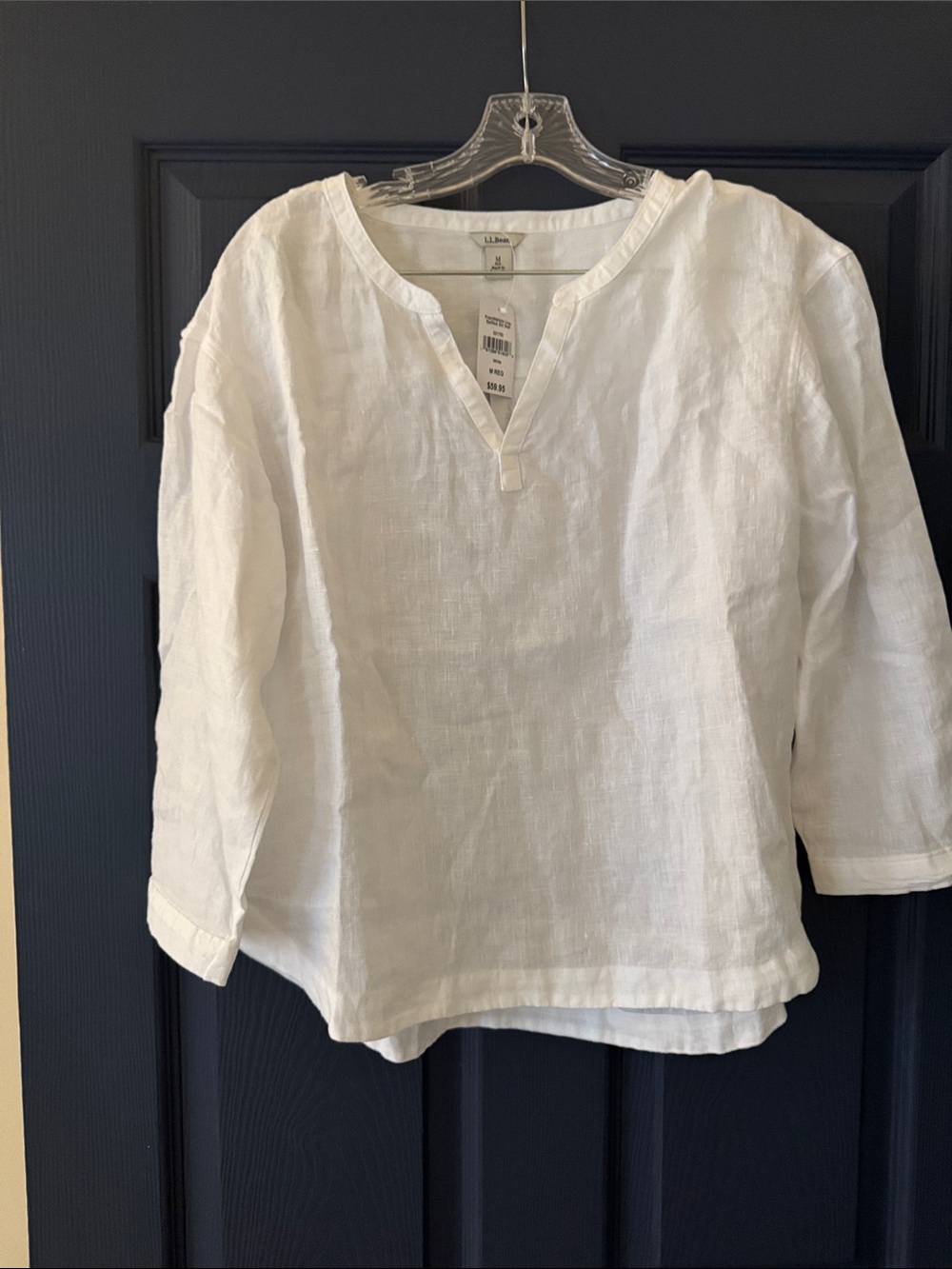 L.L. Bean Women’s White Linen Button-Down Shirt